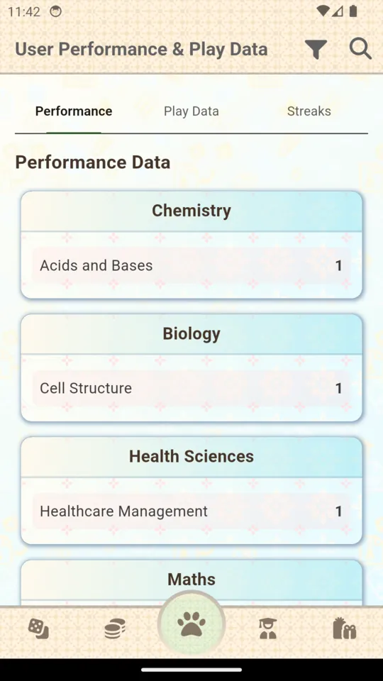 Know To Win stats screen showing student performance and progress.